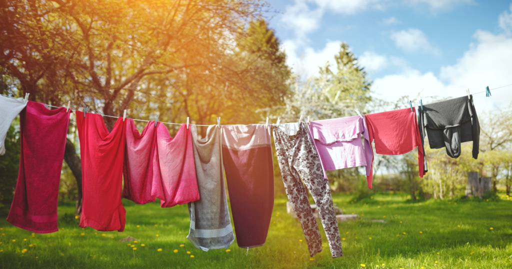 clothes drying on a clothesline 