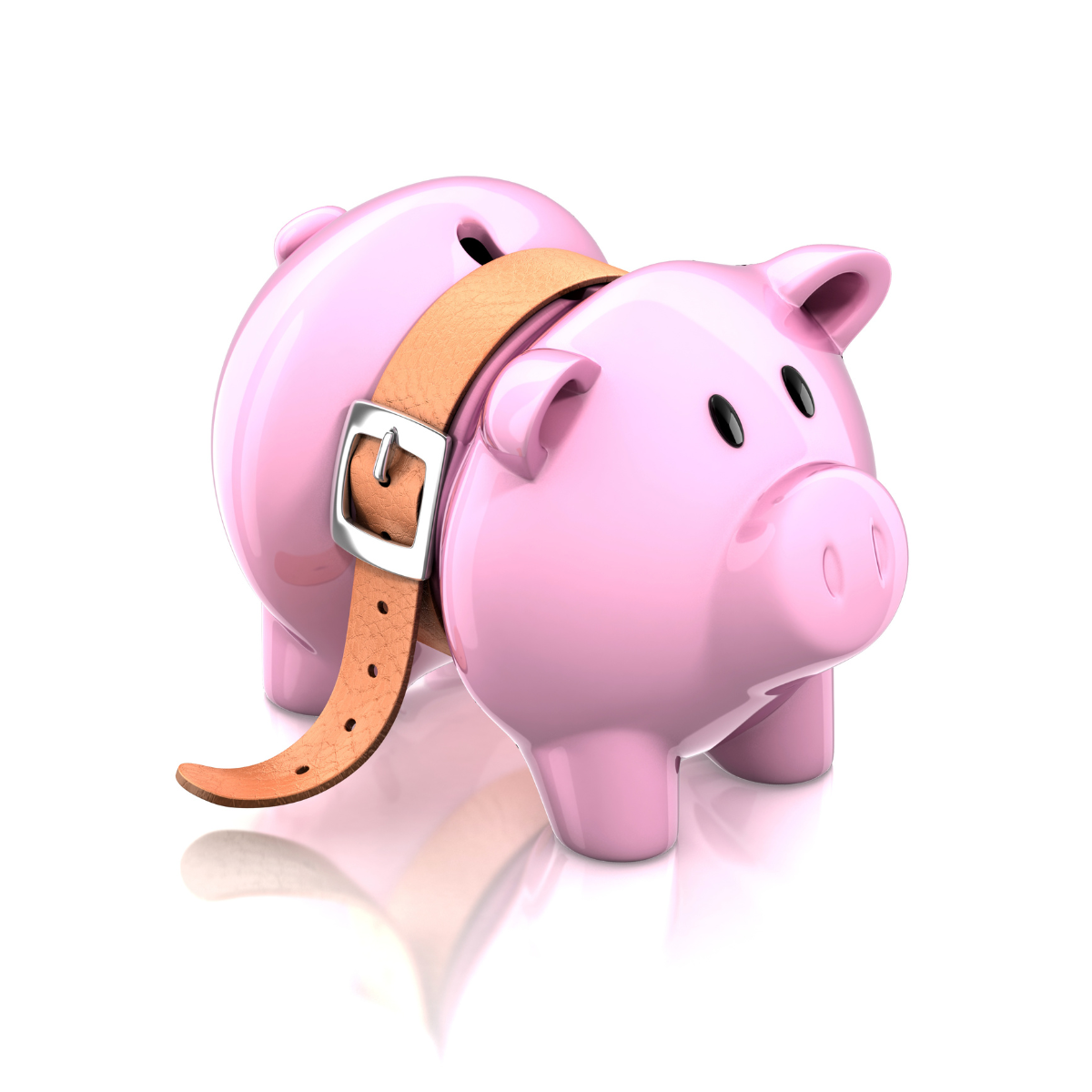 piggy bank with a tight belt