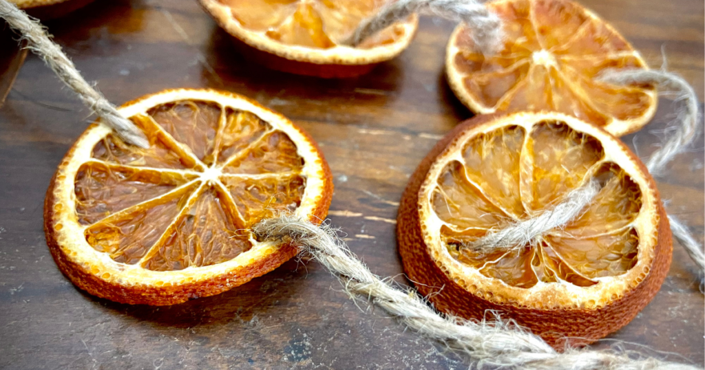 dried oranges slices on jute string