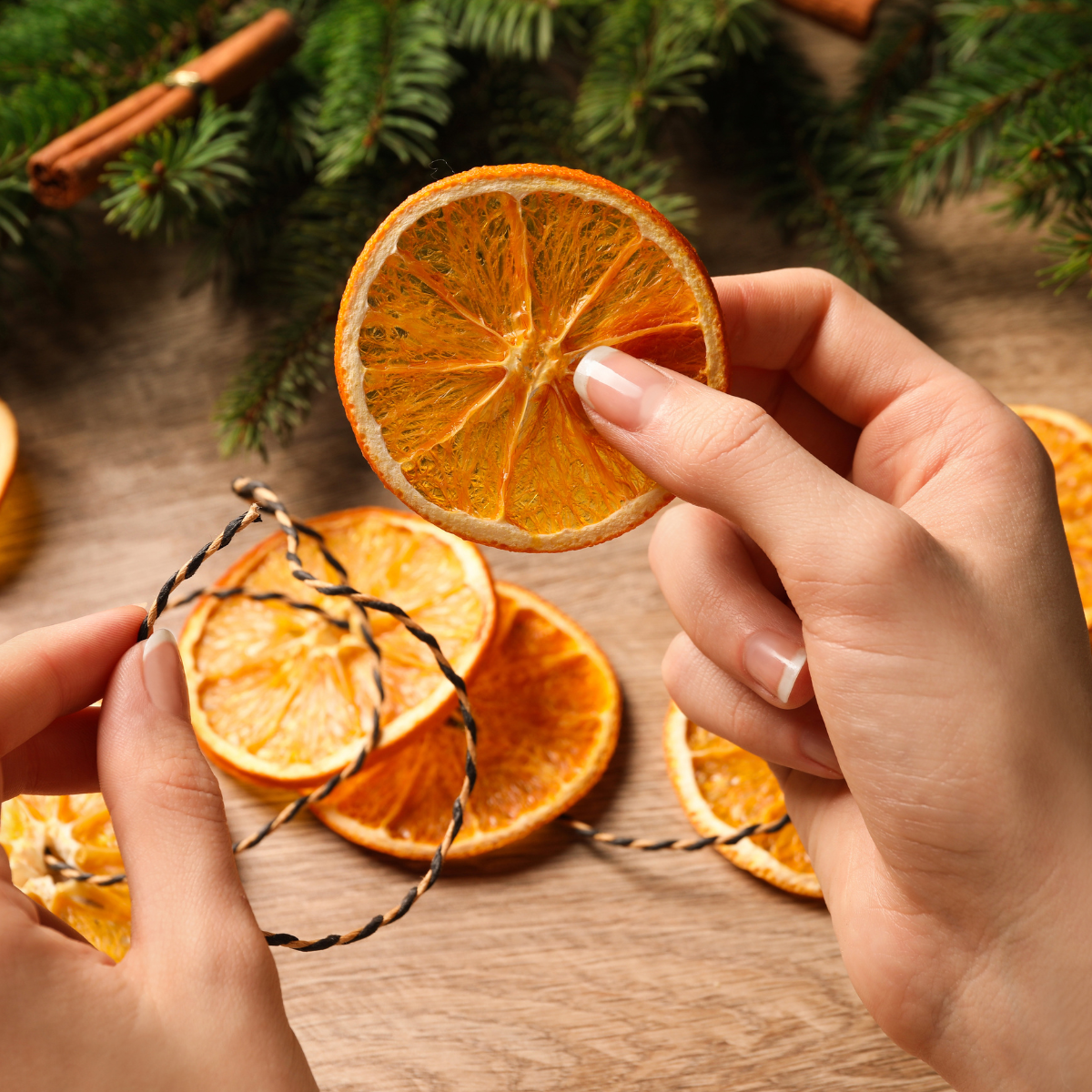 making a dried orange garland