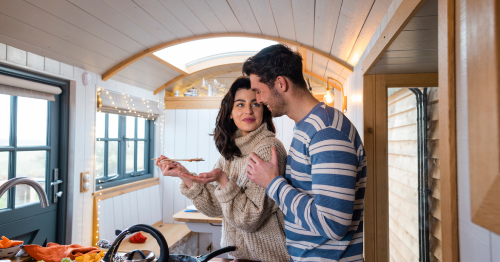 couple cooking together